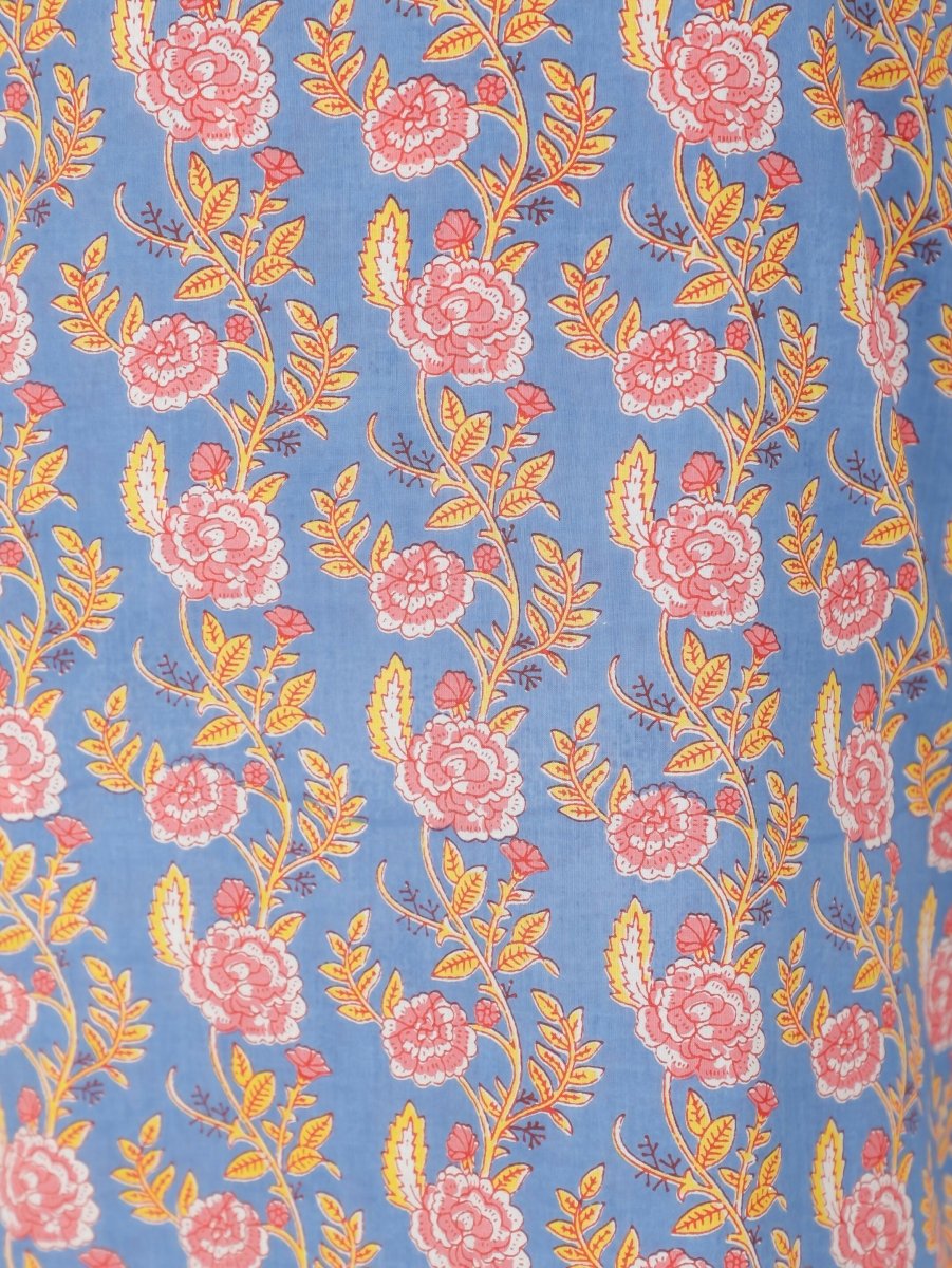 Aramya Straight Soft Cotton Floral Print Women's Kurta - Blue | Grocsy