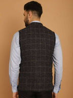 Even Apparels Pure Wool Nehru Jacket - Black | Grocsy