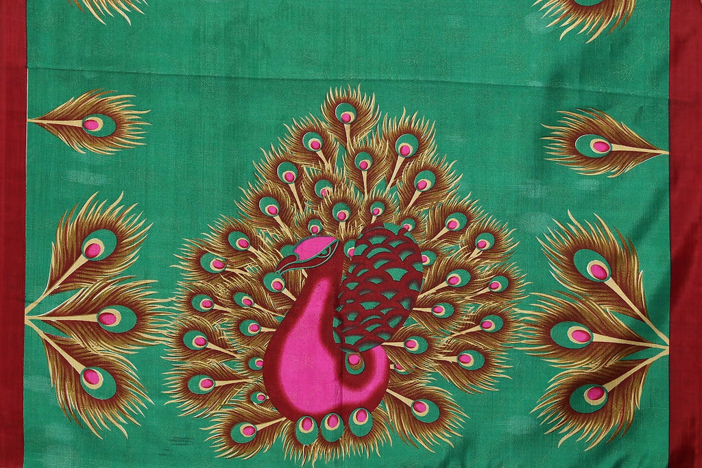 Vamika green Printed Art Silk Saree | Grocsy