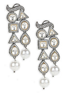 Long Zircon Pearl Danglers- Ruby Raang | Grocsy