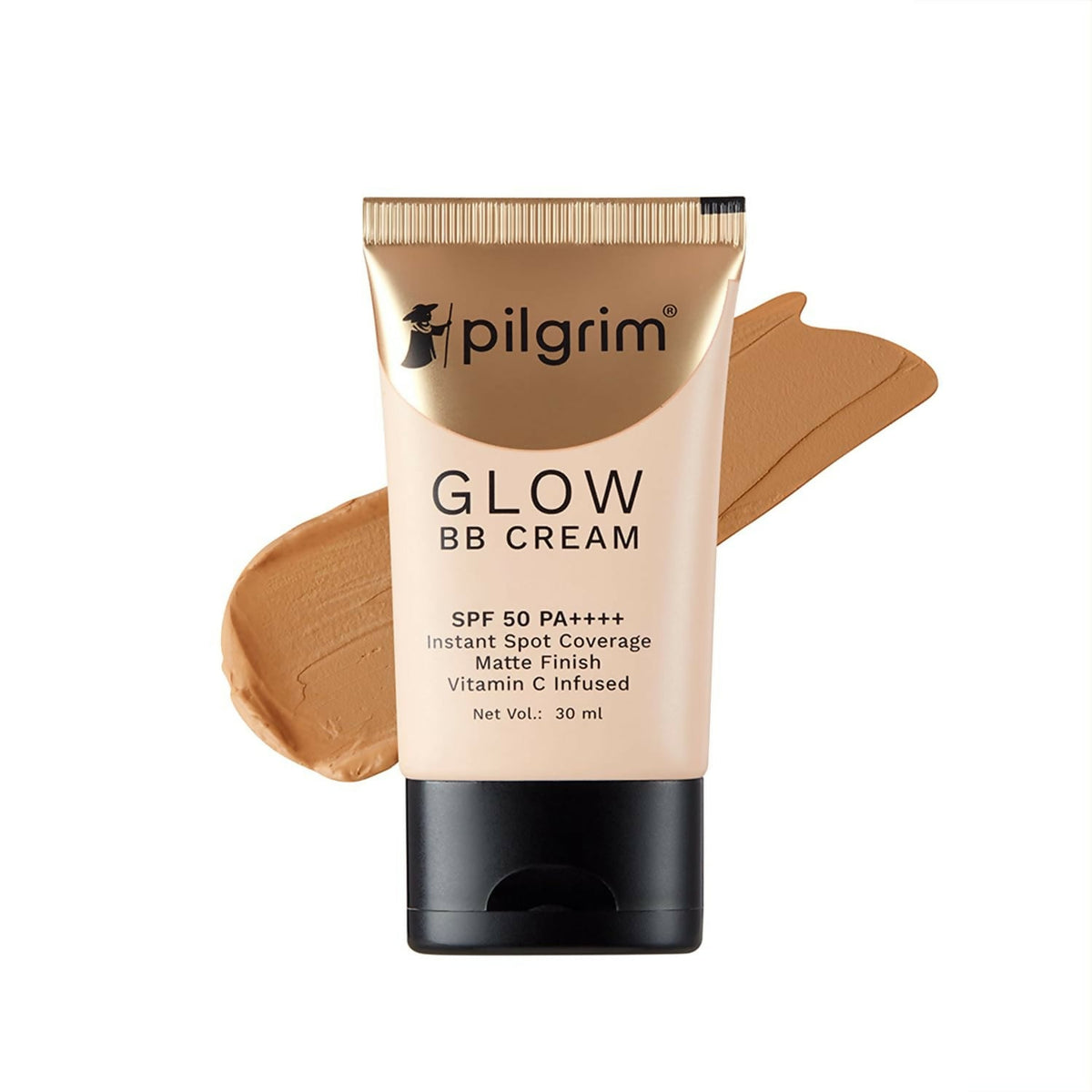 Pilgrim Glow BB Cream SPF 50 PA++++ Instant Spot Coverage Matte Finish Vitamin C Infused - Almond Glow | Grocsy