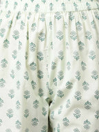 FIORRA Women's Sea Green Cotton A-Line Kurta Set | Grocsy