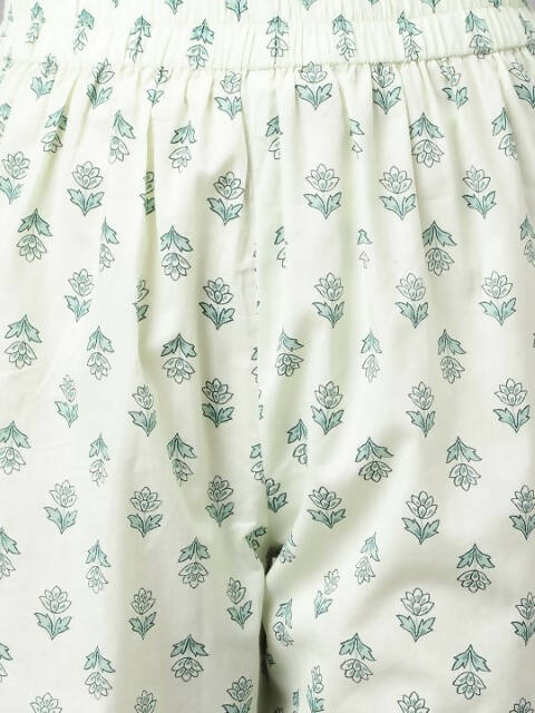 FIORRA Women's Sea Green Cotton A-Line Kurta Set | Grocsy
