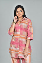 Morchari Digital Print Semi Muslin Co-Ord Set Top & Trouser-Multicolor | Grocsy