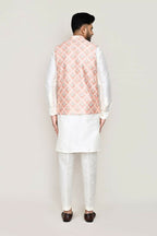 Joban Fashion White Colored Art Silk Fabric Kurta, Jacket With Straight Fit Pant | Grocsy