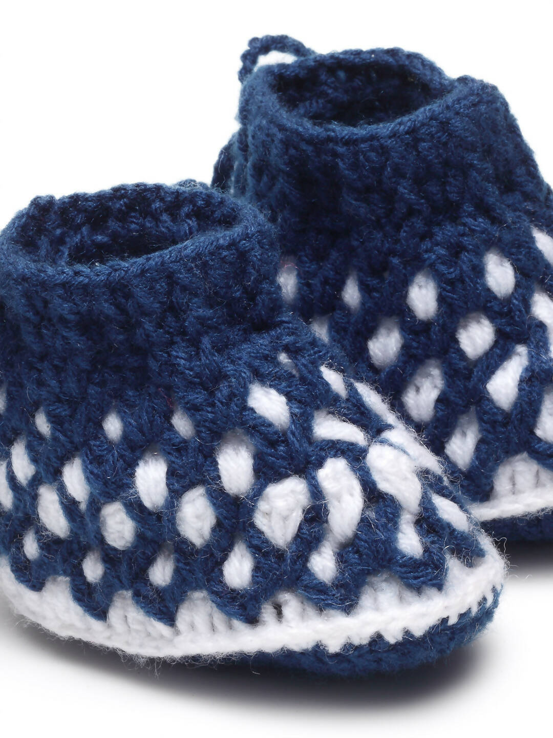 Chutput Kids Woollen Hand Knitted Self Desgin Booties - Blue | Grocsy