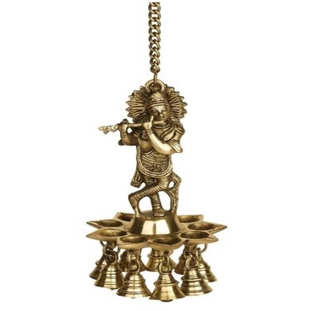 Puja N Pujari Krishna Hanging Diya with Bells For Pooja Room | Grocsy