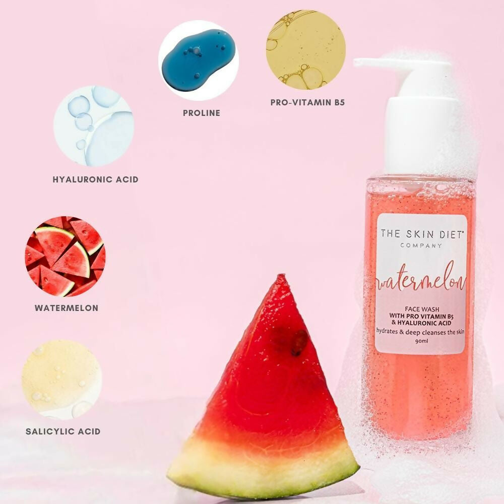 The Skin Diet Company Watermelon Hyaluronic + Salicylic Acid Face Wash | Grocsy