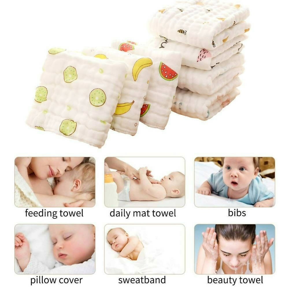 Mom Care Muslin Cotton Face Towels Set Of 5 | Grocsy