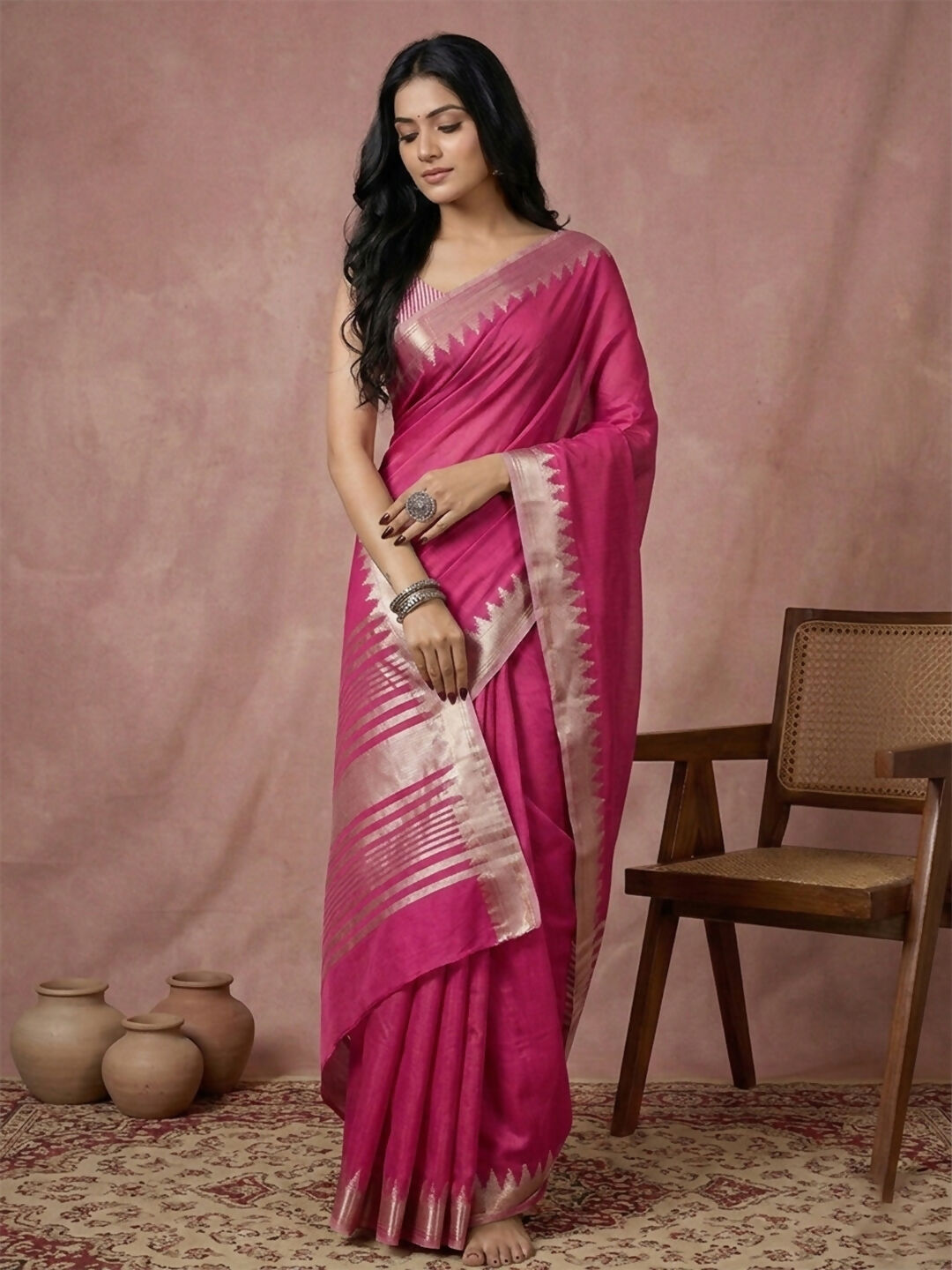Shree Shyam Fashion Wine Cotton Saree | Grocsy