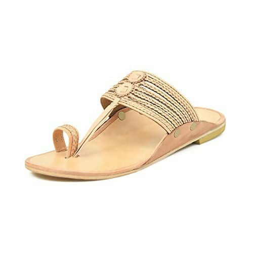 Stepsoft Men'S Natural Kolhapuri Chappal | Original Handcrafted Leather Ethnic Slippers | Grocsy