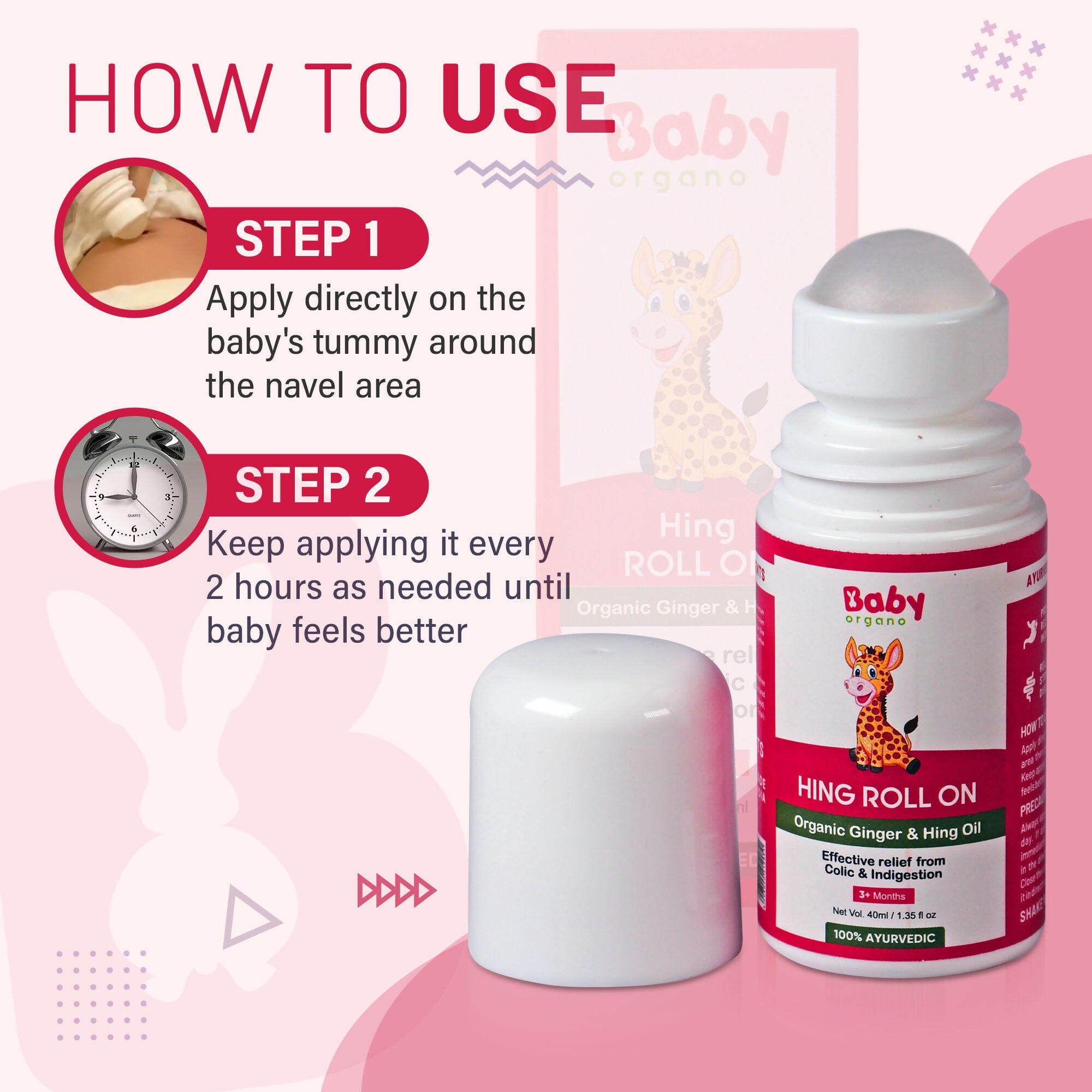 Babyorgano Hing Roll On and Natural Cold Relief Roll On Combo | Grocsy