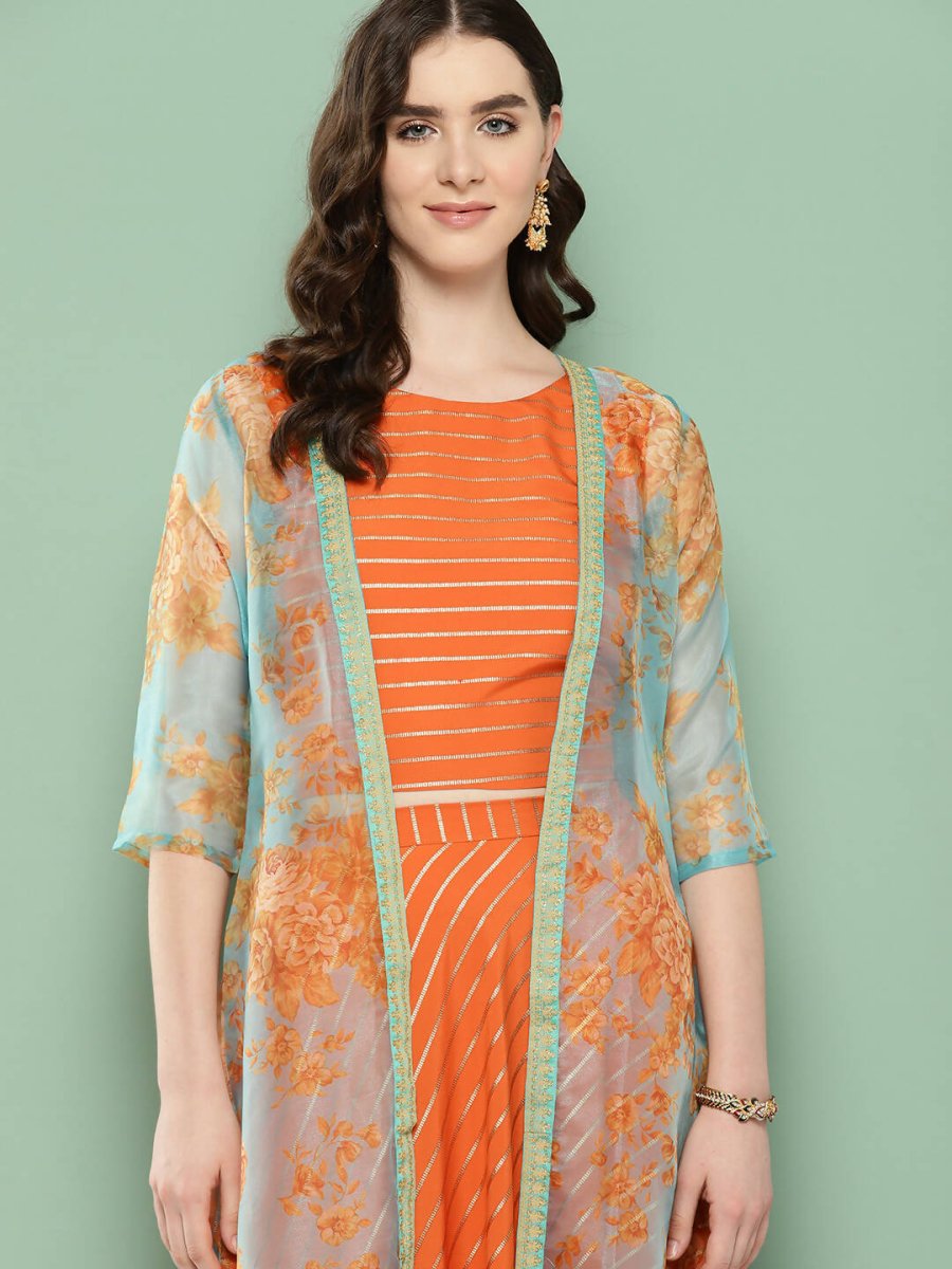 Ahalyaa Women's Traditional Wear Co-ods - Orange | Grocsy