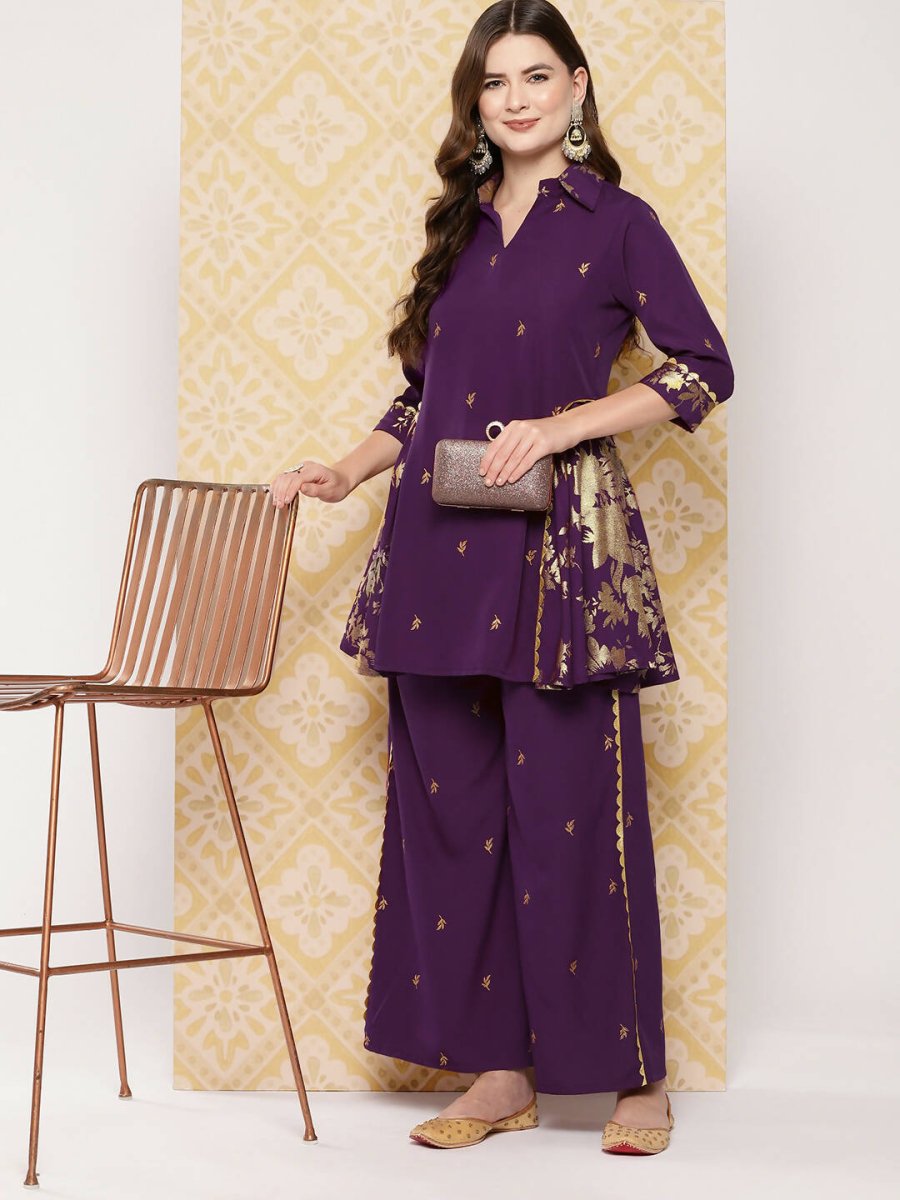 Ahalyaa Women's Traditional Wear Co-ods - Burgundy | Grocsy