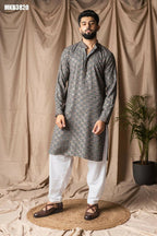 Grey Rayon Thread Embroidery Work Kurta Set - Mahotsav | Grocsy