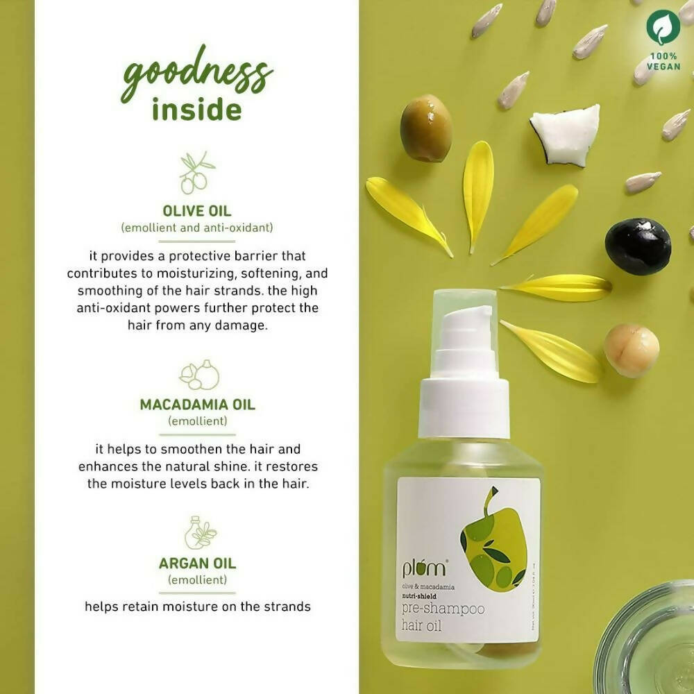 Plum Olive & Macadamia Nutri-Shield Pre-Shampoo Hair Oil | Grocsy