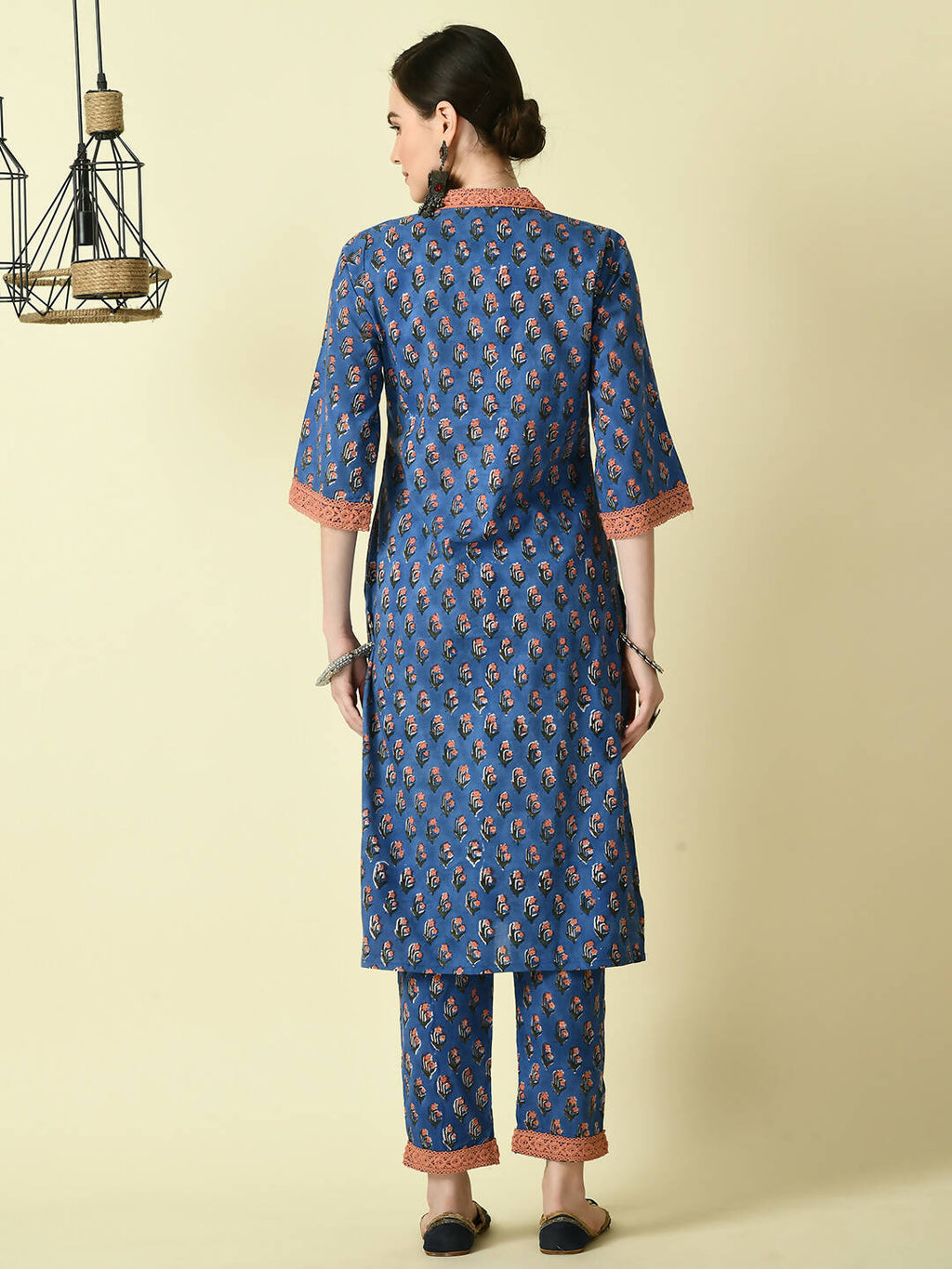 Myshka Women's Blue Straight Printed Kurta | Grocsy