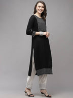 Yufta Women Black Yoke Design Regular Sequinned Kurta with Palazzo & With Dupatta | Grocsy