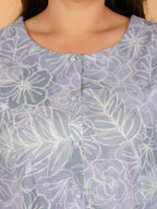 Aramya Grey Soft Cotton Floral A-line Kurta for Women | Grocsy