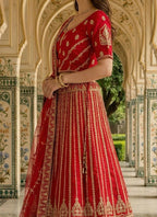 Lehenga Mart Red Heavy Silk With Fusing Designer Bollywood Style Wedding Wear Lehenga Choli | Grocsy