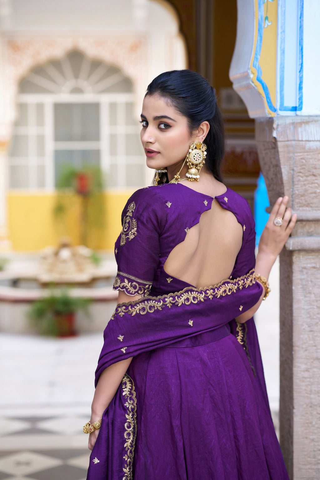 Lorenvalley Fashion Purple NC Silk Plain Lehenga Embroidery Work Choli with Dupatta | Grocsy