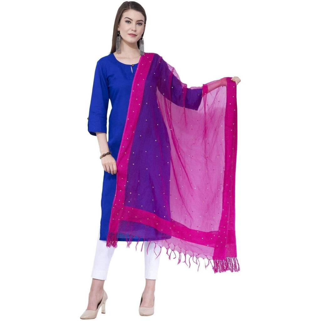 A R Silk Rani Color Chandna Orgenza Cotton Dupattas and Chunnis | Grocsy