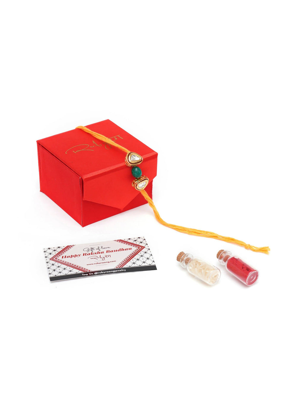 Designer kundan Rakhi - Ruby Raang | Grocsy