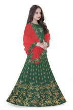 Dwiden Green Baby Doll Tafetta Sattin Semi-Stitched Girl's Lehenga Choli | Grocsy