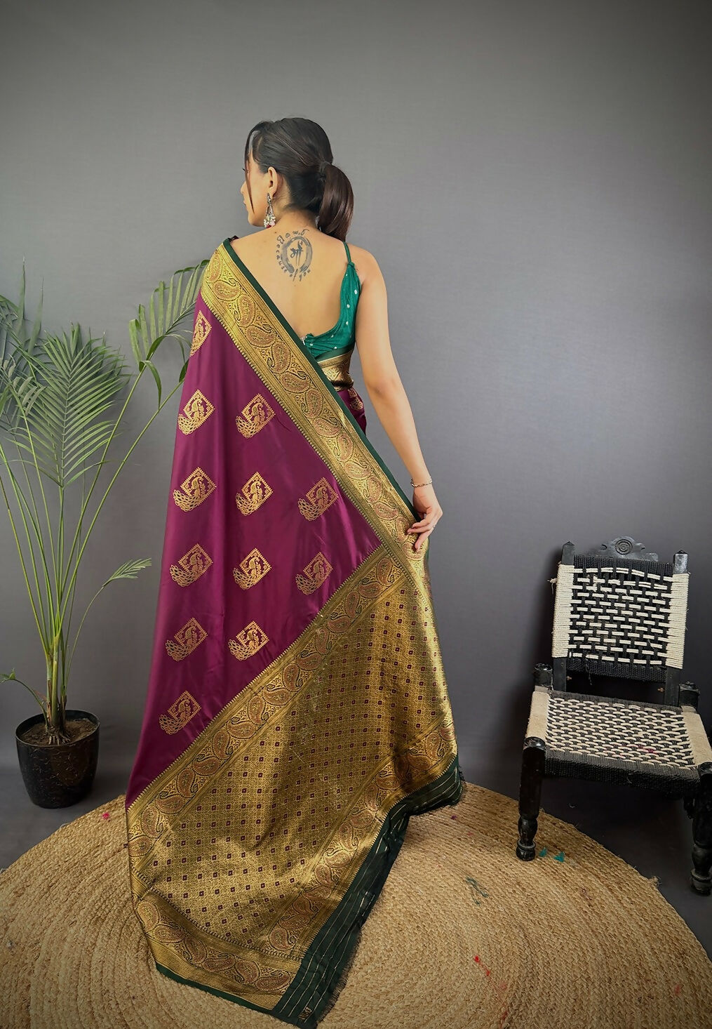 Joban Fashion Black Peacock Banarasi Silk Sarees | Grocsy