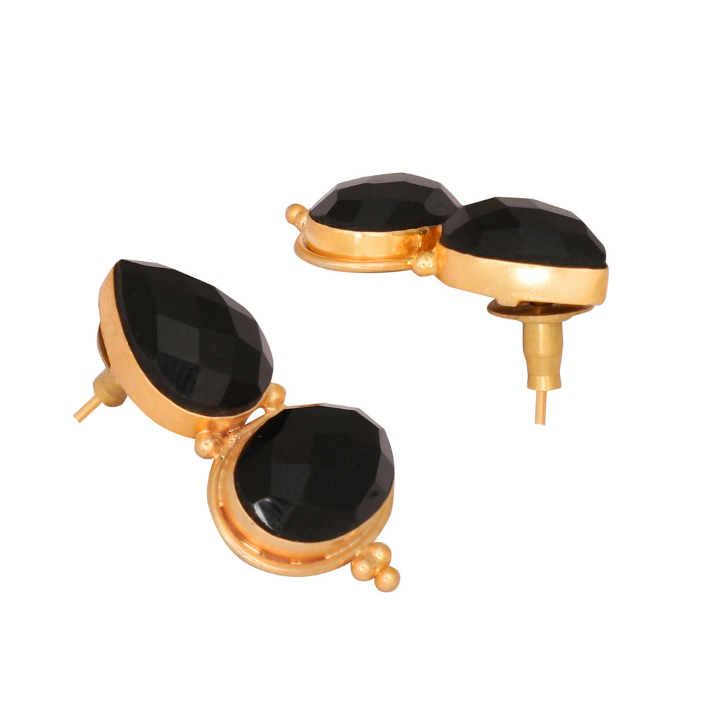 Nuyug 22K Gold Plated Black Embrace Earrings | Grocsy