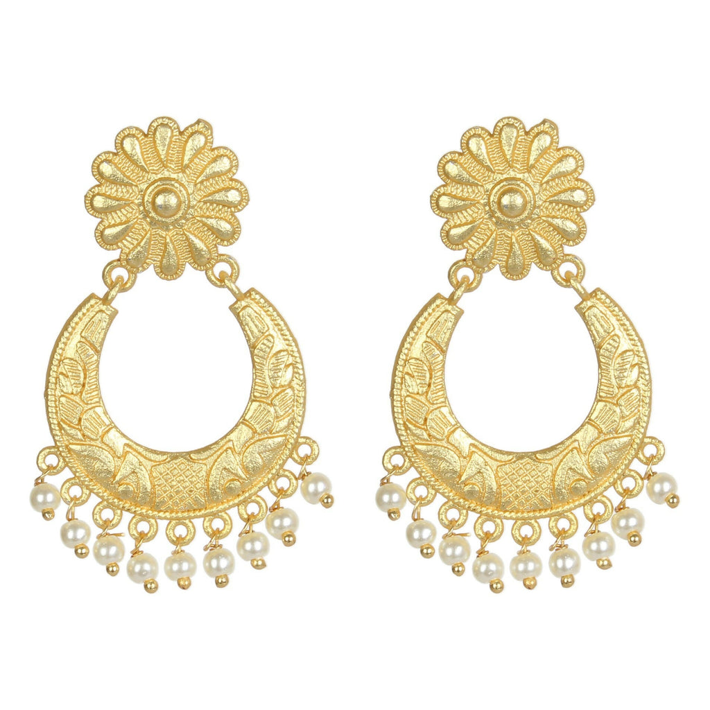 Joban Fashion Women Matte Gold Brass Earrings | Grocsy