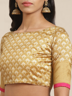 Saree Mall Beige & Pink Ethnic Motifs Print Saree | Grocsy