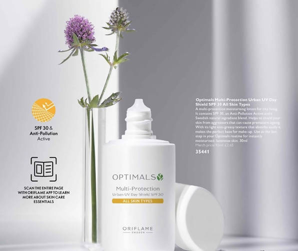 Oriflame Optimals Multi-Protection Urban UV Day Shield SPF 30 All Skin Types | Grocsy
