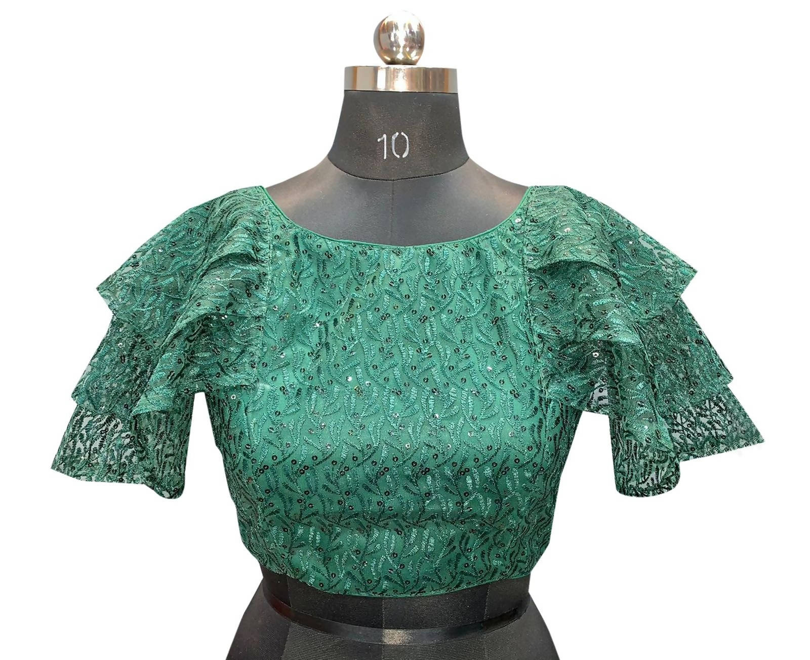 Vamika Green Net Shifly Work Blouse | Grocsy