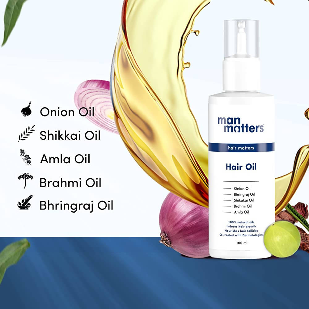 Man Matters Hair Oil for Men With Bhringraj, Onion, Amla, Shikakai & Brahmi Oil. | Grocsy