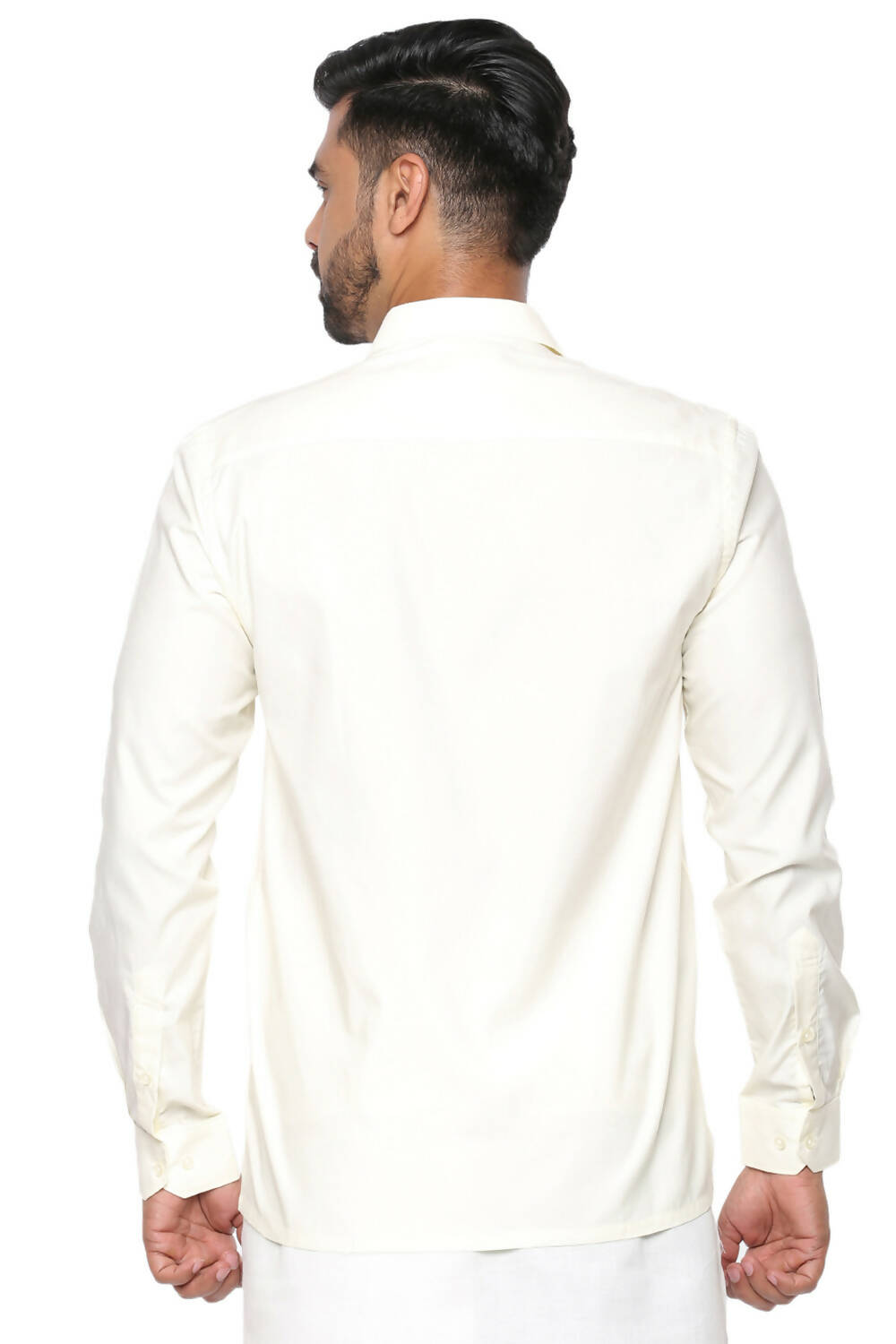 Ramraj Cotton Mens Poly Cotton Cream Colour Full Sleeve Shirt | Grocsy