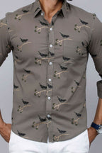 Miravan Men's Grey Floral Print Casual Shirt | Grocsy