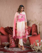 Ethnic Festive Wear Taby Silk White Stitched Suit With Dupatta - Tanisha | Grocsy