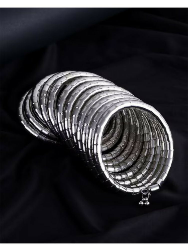 NVR Women Handmade Silver Plated Spiral Bangle | Grocsy