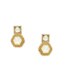 square kundan earrings with hexagon drop - Ruby Raang | Grocsy