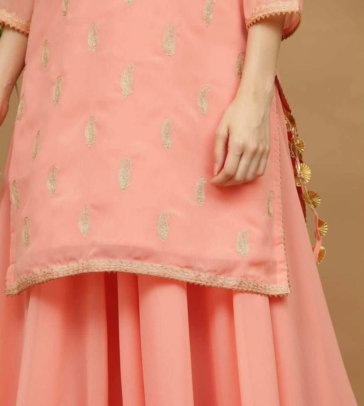 Joban Fashion Peach Georgette Lehenga Set | Grocsy