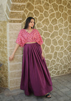 Jyoti Fashion Women's Wine Printed with Sequins Chinon Anarkali Dress | Grocsy