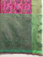 Lorenvalley Fashion Pink Cotton Woven Design Zari Meenakari Weaving Saree | Grocsy