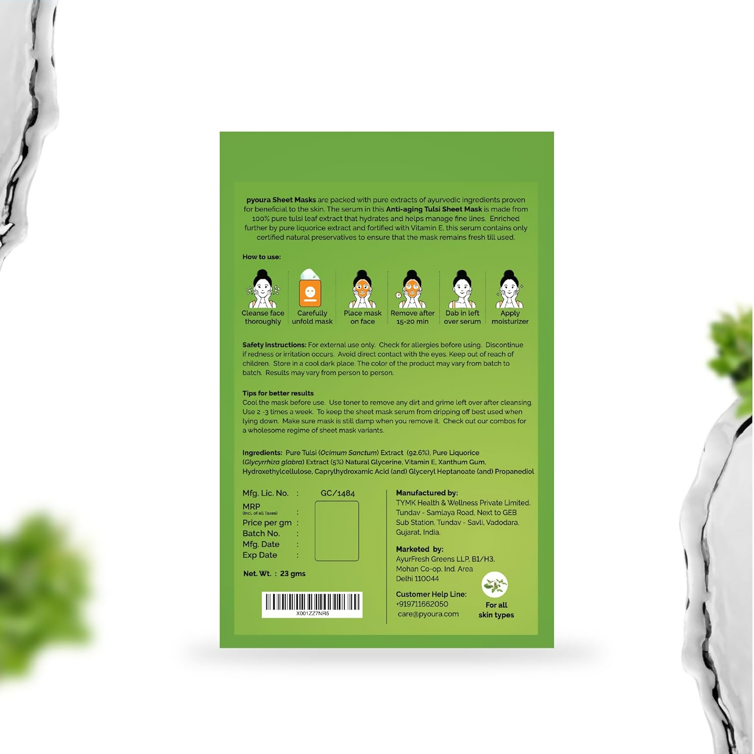 Pyoura Tulsi Healing Face Sheet Mask | Grocsy