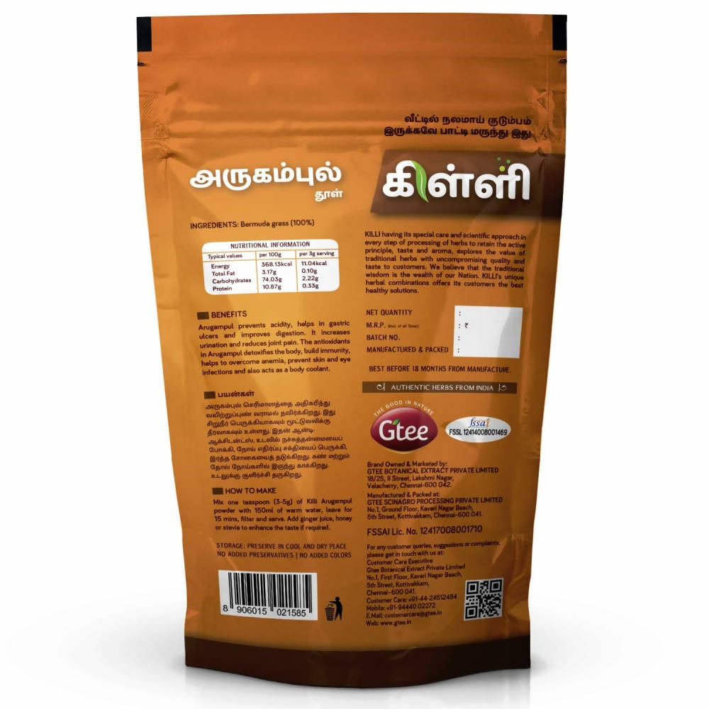 Killi Herbs Arugampul Grass Powder (Bermuda) | Grocsy