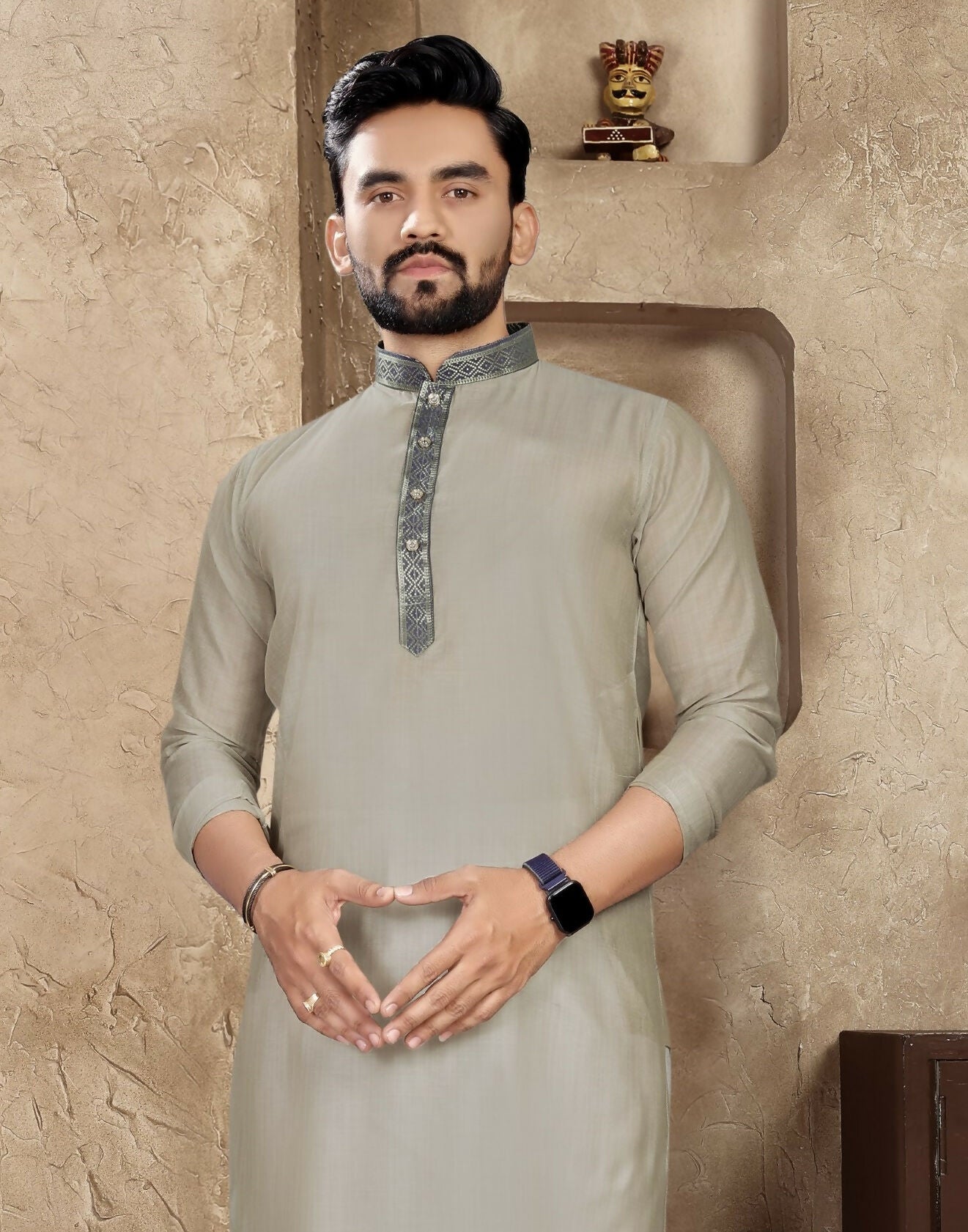 Anaita Grey Linen Silk Straight Kurta | Grocsy