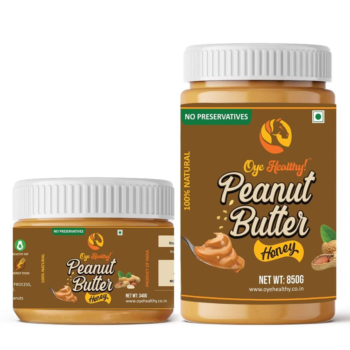 Oye Healthy Peanut Butter Natural Honey Combo Pack of 2 (850gm+340gm) | Grocsy
