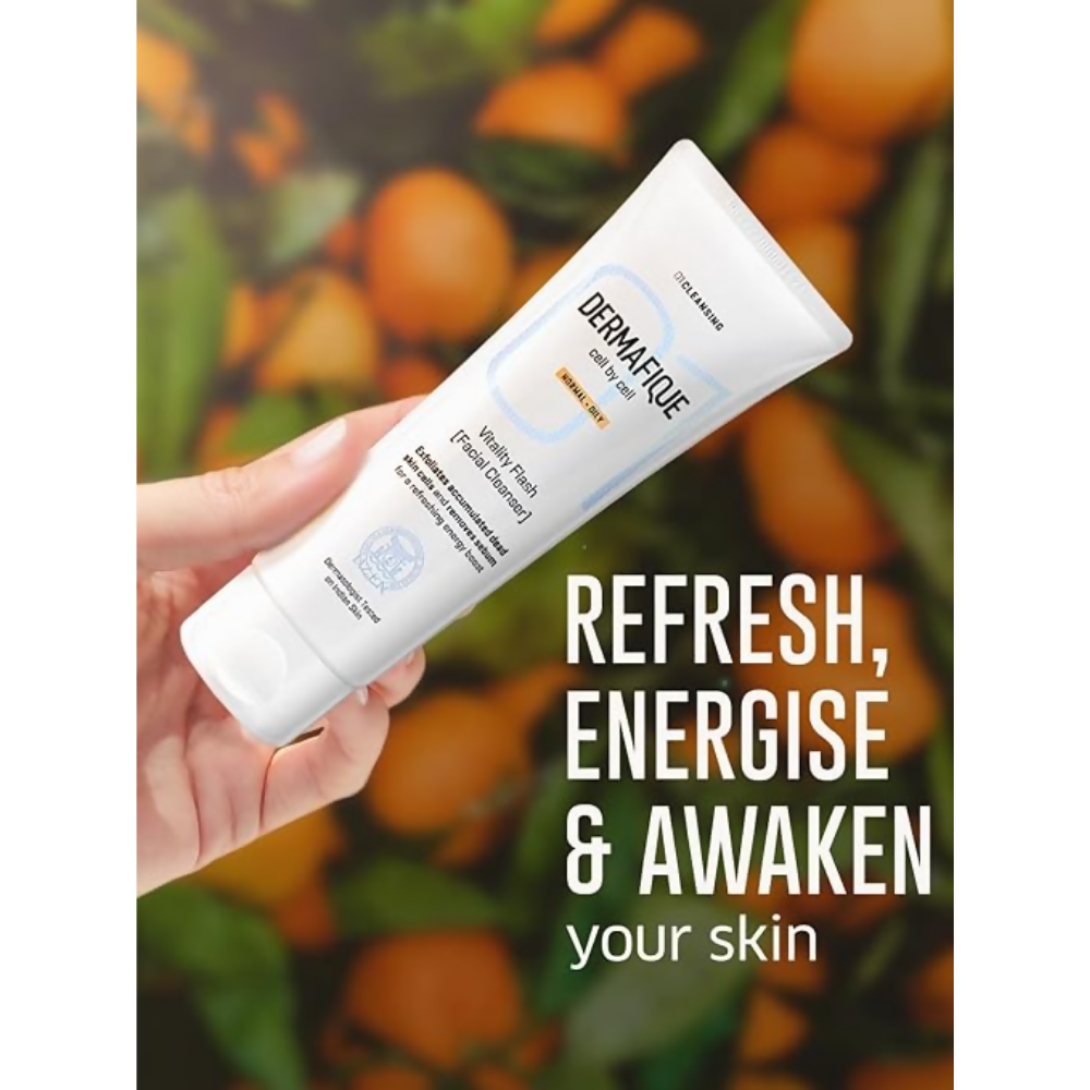 Dermafique Vitality Flash Facial Cleanser Exfoliating Face wash | Grocsy
