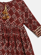 Ahalyaa Maroon Rayon Printed Kurta Palazzo Sets for Kids For Girls | Grocsy