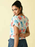 Myshka Women's White Floral Printed Top | Grocsy